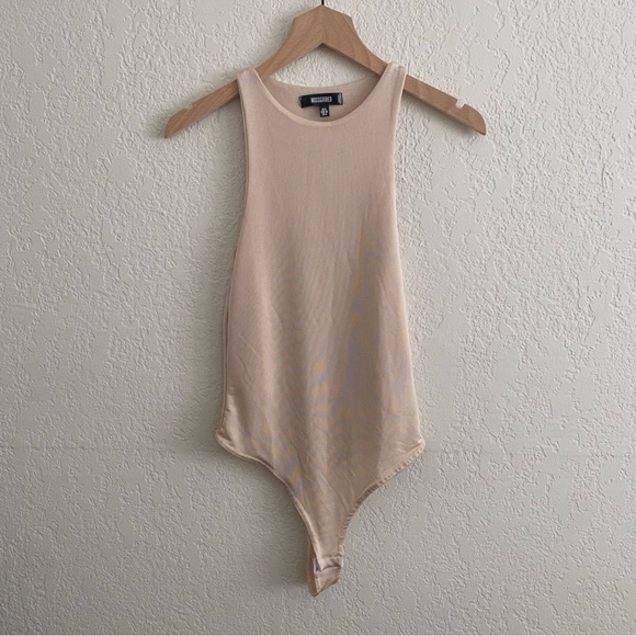 Missguided - Slinky Knit Racer Bodysuit in Tan - Size : 4 - Picture 4 of 7